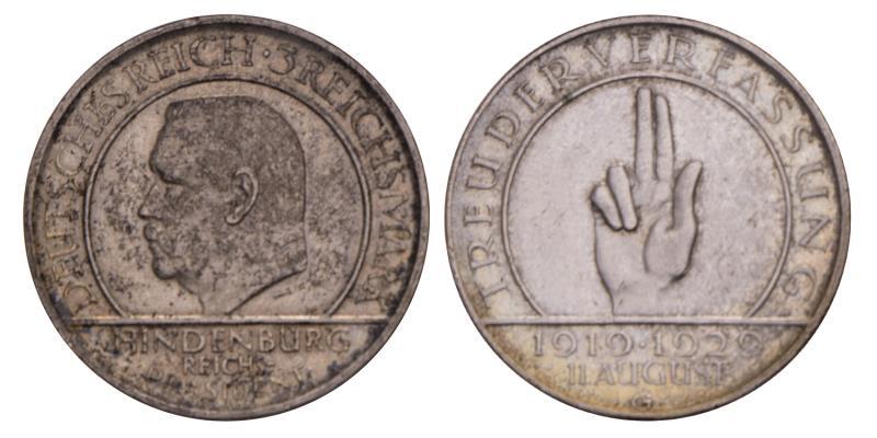 Germany. Weimar. 3 Reichsmark. 1929 G.
