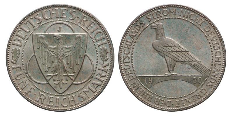 Germany. Weimar Republic - Rheinland. 5 Reichsmark. 1930 J.