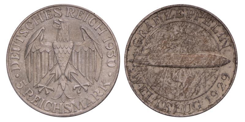 Germany. Weimar. 5 Reichsmark. 1930 F.