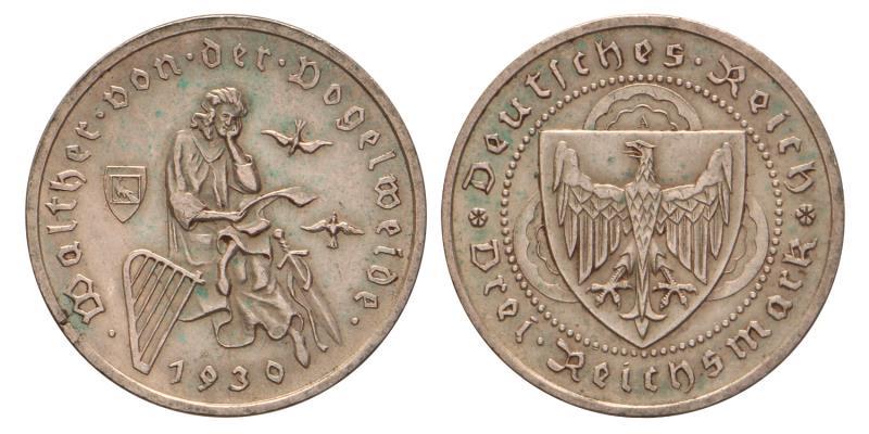Germany. Weimar Republic - Von Der Vogelweide. 3 Reichsmark. 1930 A.