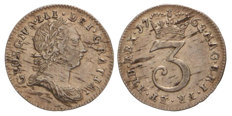 Great Britain. George III. 3 Pence. 1762.