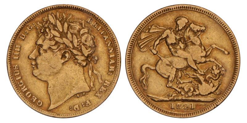 Great Britain. George IV. Sovereign. 1821.