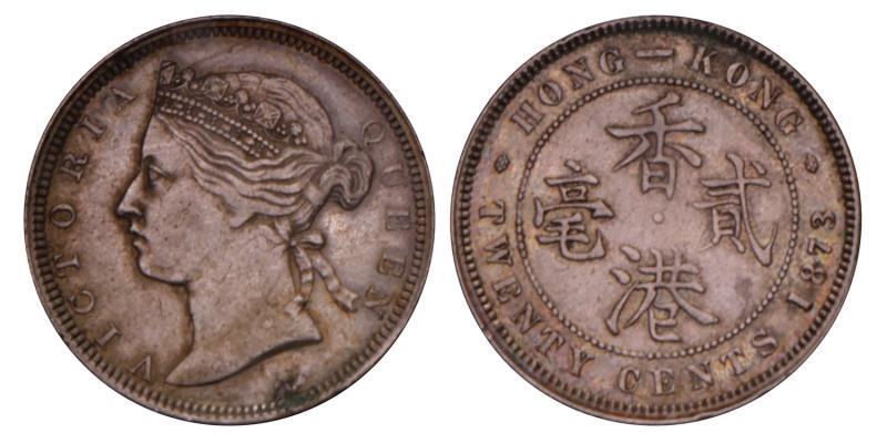 Hong Kong. Victoria. 20 Cents. 1873.