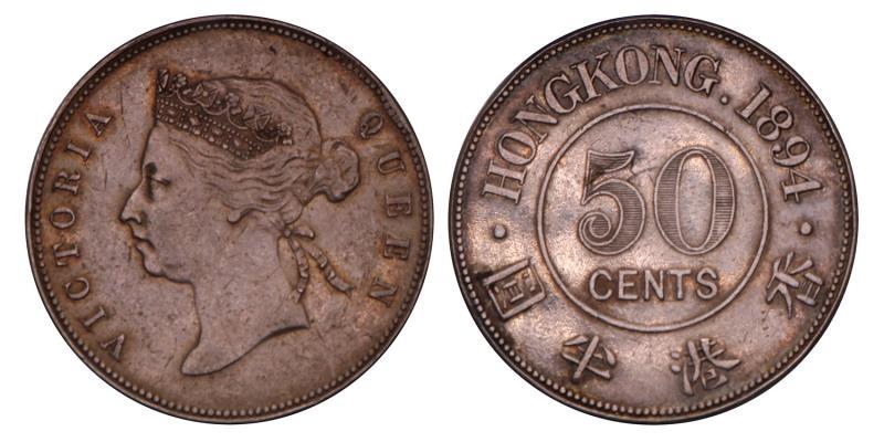 Hong Kong. Victoria. 50 Cents. 1894.