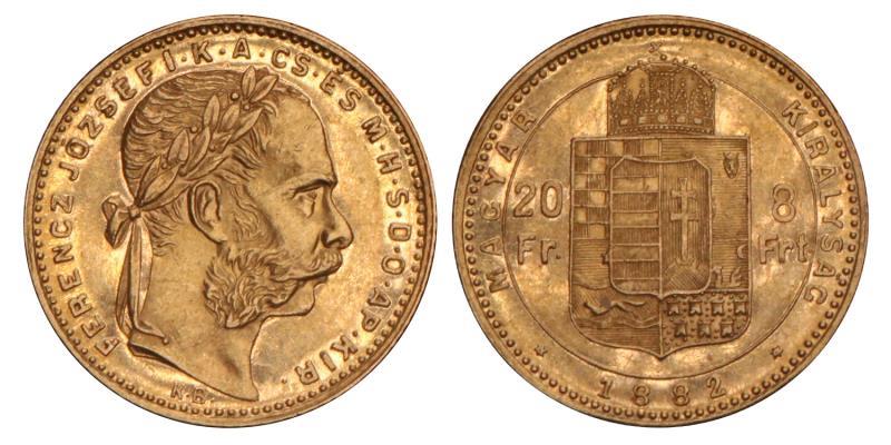 Hungary. Franz Jospeh. 8 Forint. 1882.