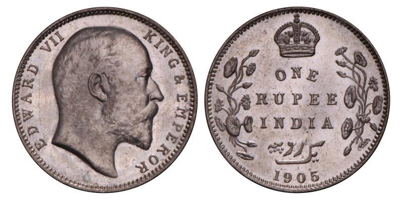 India. Edward VII. Rupee. 1905.