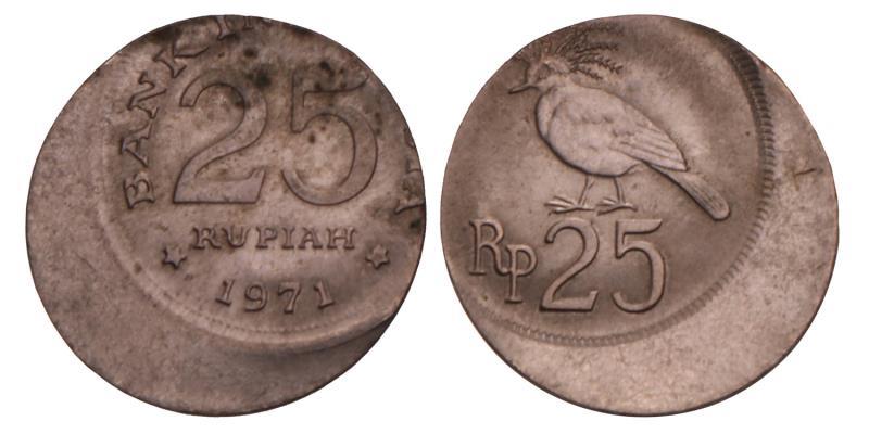 Indonesia. Republic. 25 Rupiah 1971. Off strike. 20%
