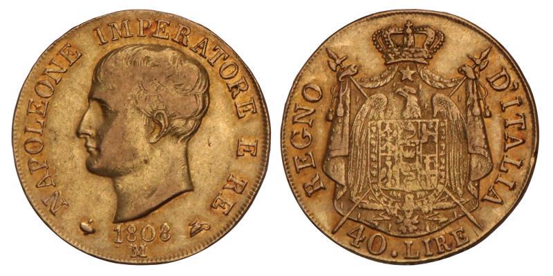 Italy. Napoleon. 40 Lire. 1808 M.
