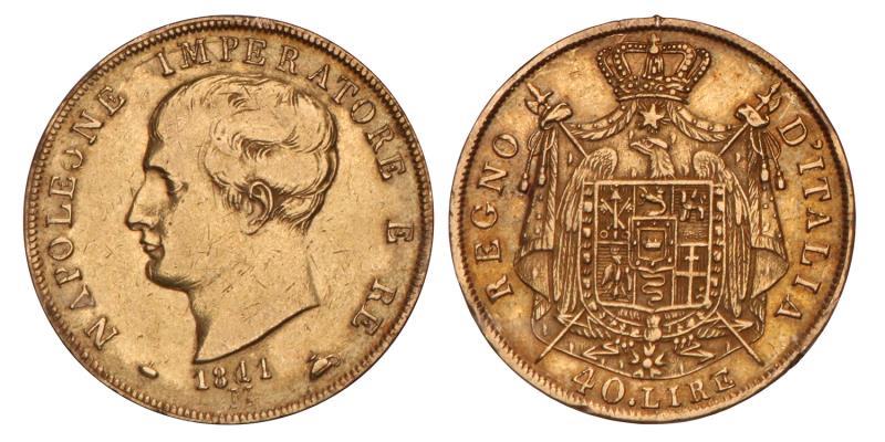 Italy. Napoleon. 40 Lire. 1811 M.