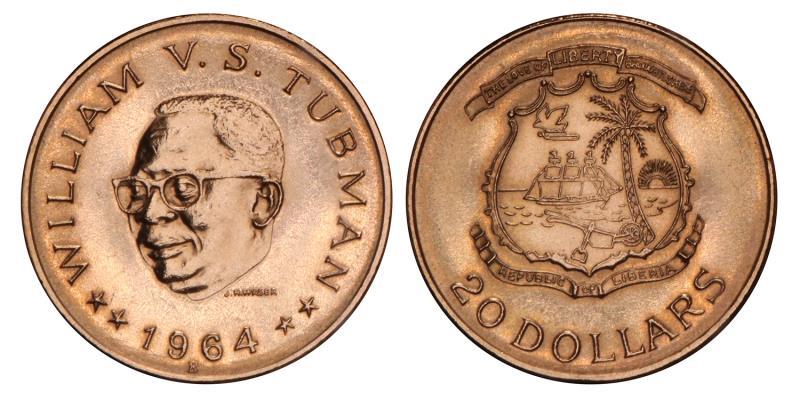 Liberia. 20 Dollars. 1964 B.