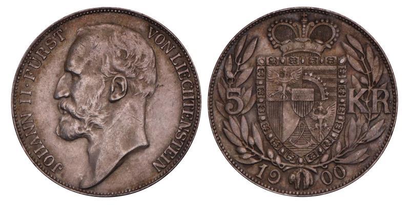Lichtenstein. Johan II. 5 Franken. 1900.