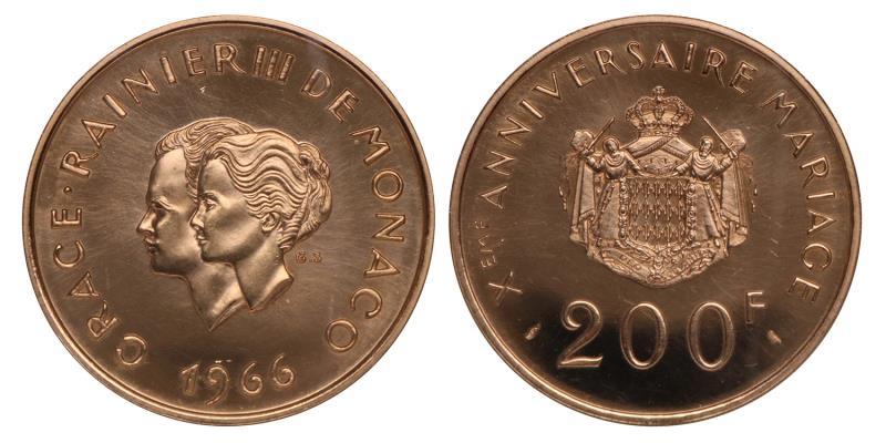 Monaco. Rainier III. 200 Francs. 1966.