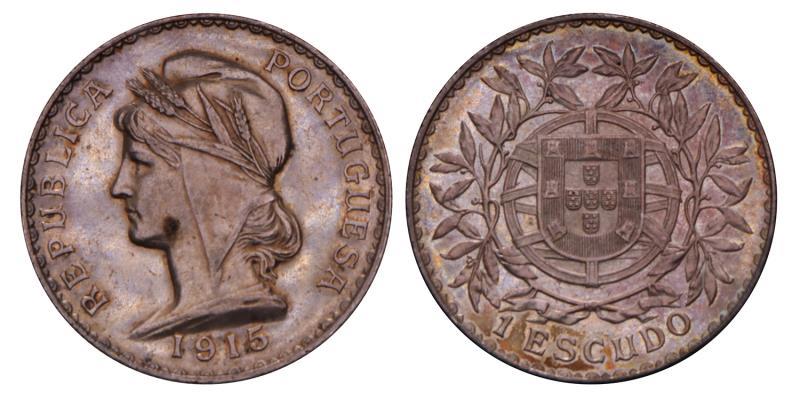 Portugal. Republic. 1 Escudo. 1915.