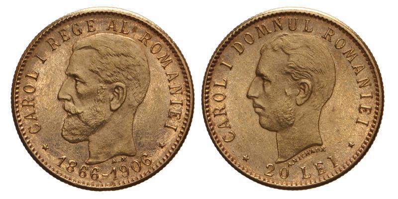 Romania. Carol I. 20 Lei. 1906.