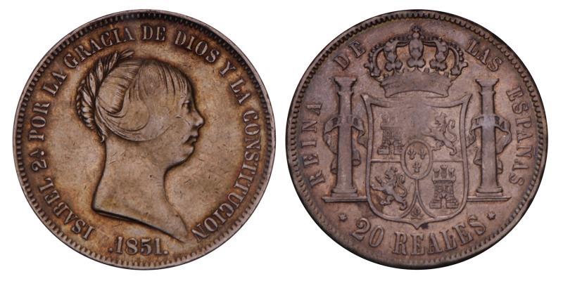 Spain. Isabell II. 20 Reales. 1851.