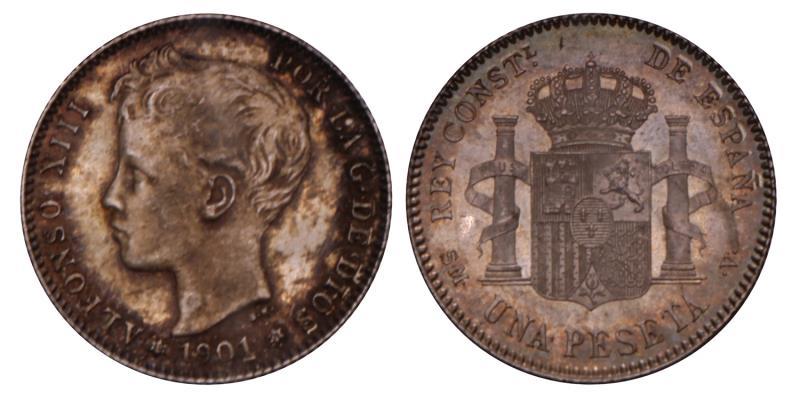 Spain. Alfonso XIII. 1 Pesata. 1901.