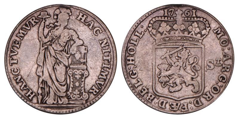 10 Stuiver Holland 1761. Zeer Fraai.