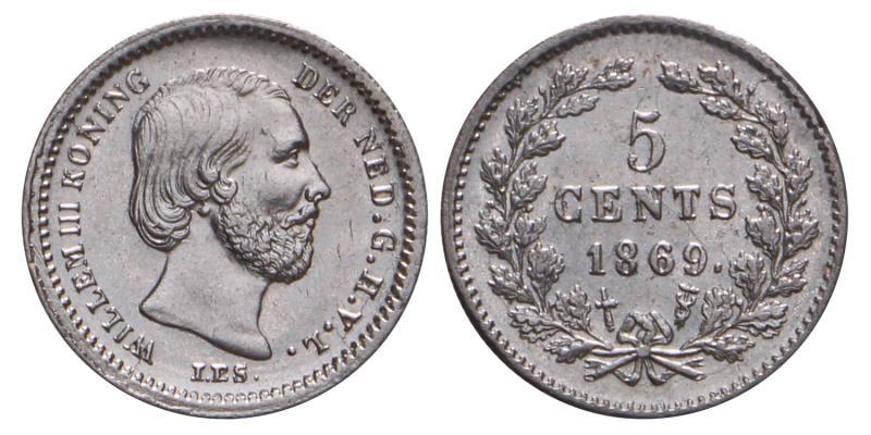 5 Cent Willem III 1869. FDC -.