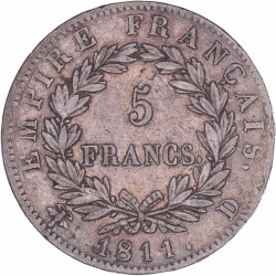 France. Napoleon. 5 Francs. 1811 D.