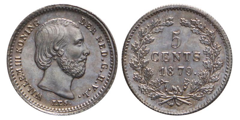 5 Cent Willem III 1879. FDC.