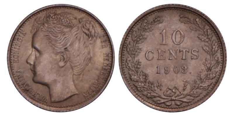 10 Cent Wilhelmina 1903. FDC.