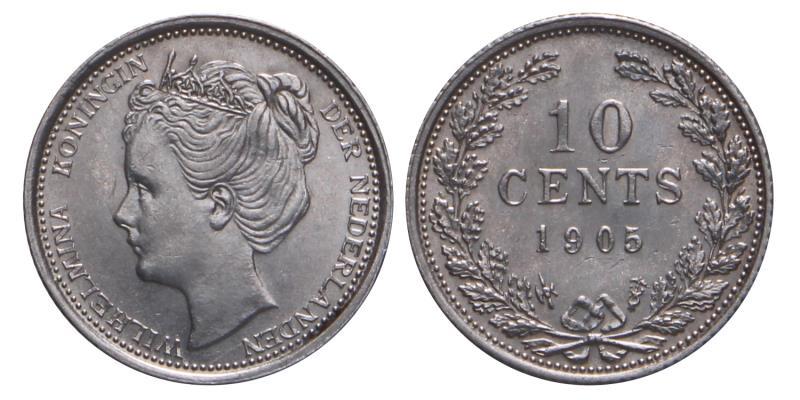 10 Cent Wilhelmina 1905. FDC.