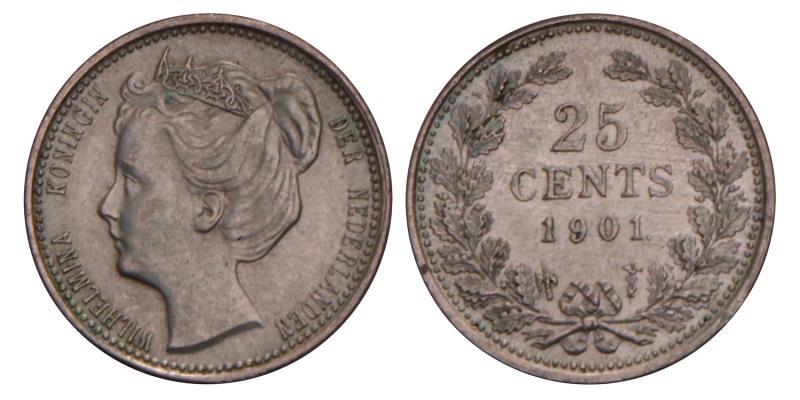 25 Cent Wilhelmina 1901. FDC. 
