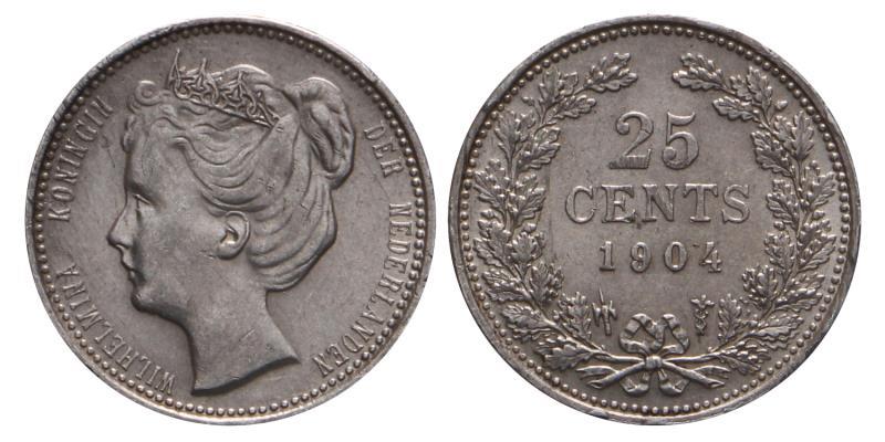 25 Cent Wilhelmina 1904. FDC.