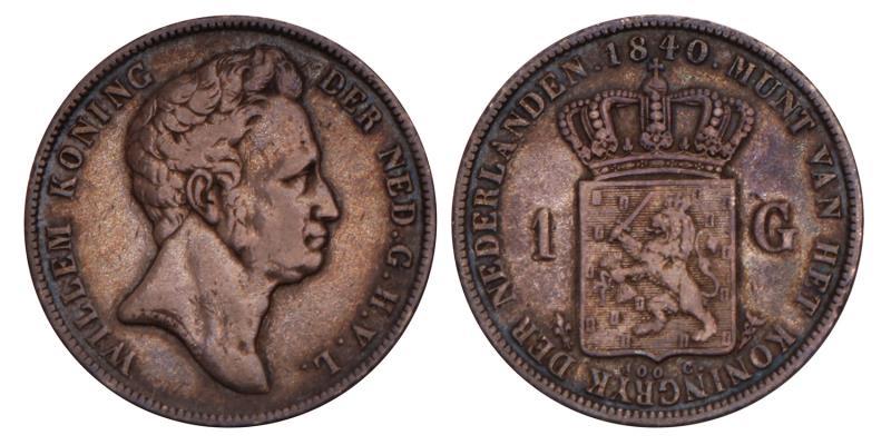 1 Gulden Willem I 1840. Fraai / Zeer Fraai. 