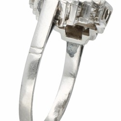 Platina Art Deco ring, met ca. 0.72 ct. diamant - Pt 950.