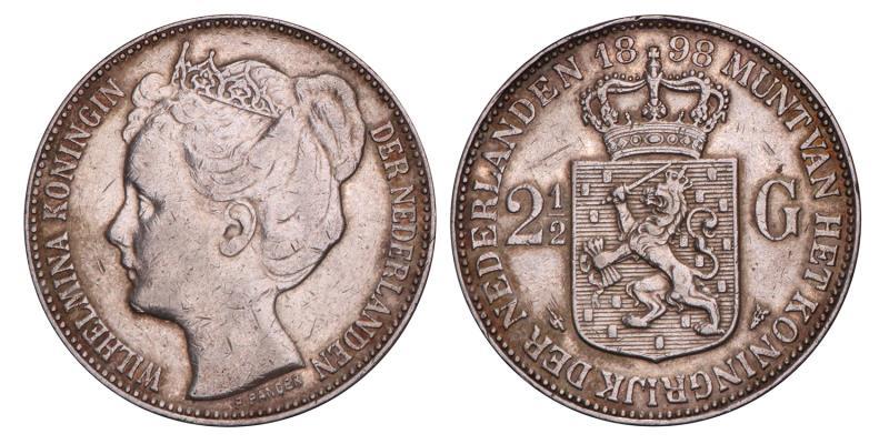2½ Gulden Wilhelmina 1898. Zeer Fraai. 