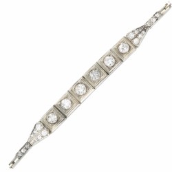 Witgouden Art Deco armband, met ca. 0.96 ct. diamant - 14 kt.