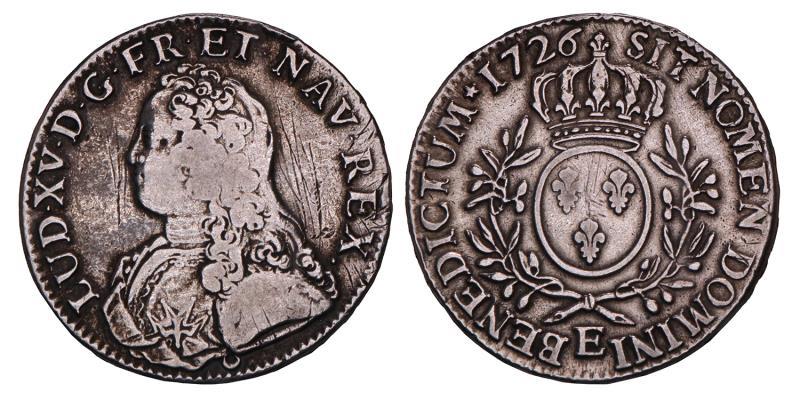 France. Louis XV. 1 Ecu. 1726 E.