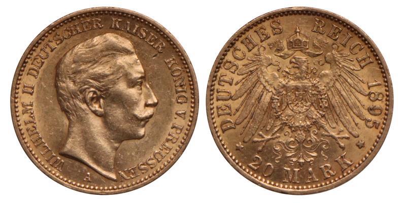 Germany. Prussia. Wilhelm II. 20 Mark. 1895 A.