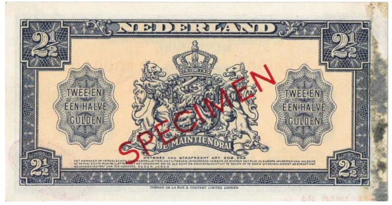 Nederland. 2½ gulden. Muntbiljet. Type 1945. Wilhelmina II - UNC.