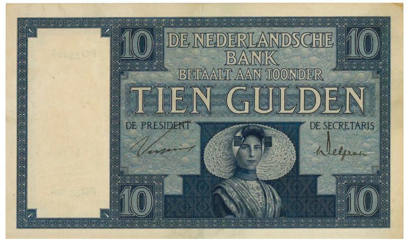 Nederland. 10 gulden. Bankbiljet. Type 1924. Zeeuws meisje - Zeer Fraai / Prachtig.
