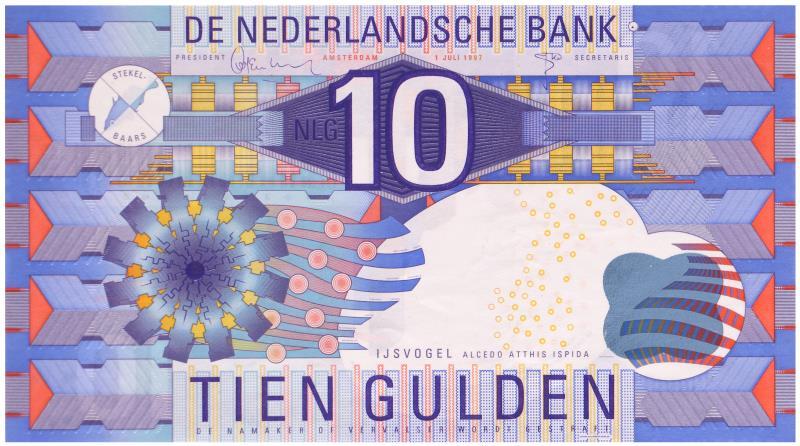 Nederland. 10 gulden. Bankbiljet. Type 1997. IJsvogel - UNC.