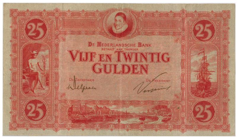 Nederland. 25 gulden. Bankbiljet. Type 1921. Willem van Oranje - Zeer Fraai +.