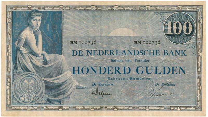 Nederland. 100 gulden. Bankbiljet. Type 1921. Grietje Seel - Zeer fraai +.