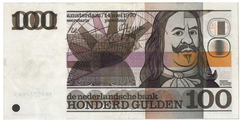 Nederland. 100 gulden. Bankbiljet. Type 1970. Michiel de Ruyter - Zeer Fraai.