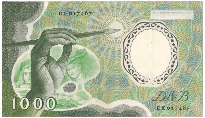 Nederland. 1000 gulden. Bankbiljet. Type 1956. Rembrandt van Rijn - Zeer Fraai +.