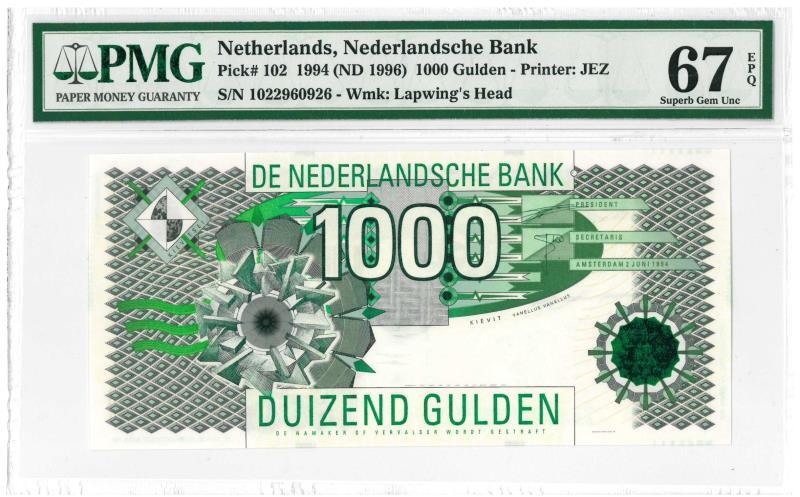 Nederland. 1000 gulden. Bankbiljet. Type 1996. Kievit - UNC.