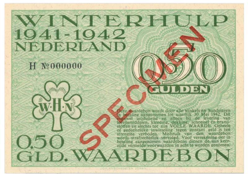 Nederland. ½ gulden. Waardebon. Type 1941-1942. - UNC.