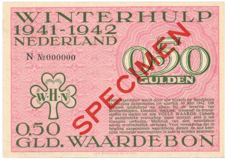 Nederland. ½ gulden. Waardebon. Type 1941-1942. - UNC.