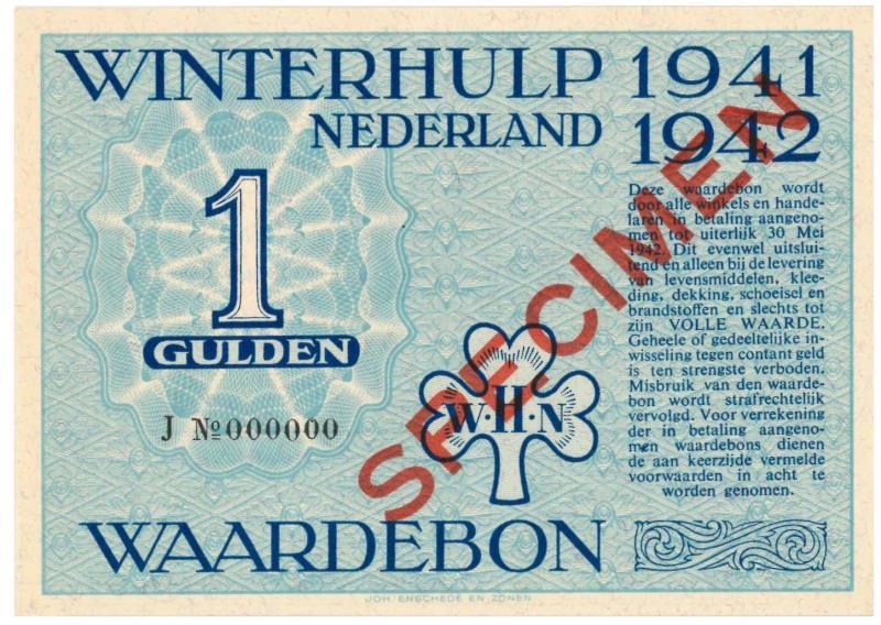 Nederland. 1 gulden. Waardebon. Type 1941-1942. - UNC.