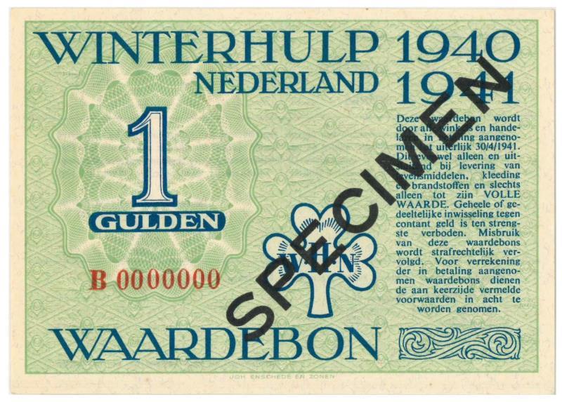 Nederland. 1 gulden. Waardebon. Type 1940-1941. - UNC.