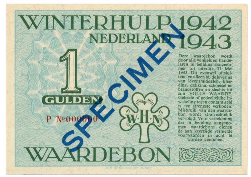 Nederland. 1 gulden. Waardebon. Type 1942-1943. - UNC.