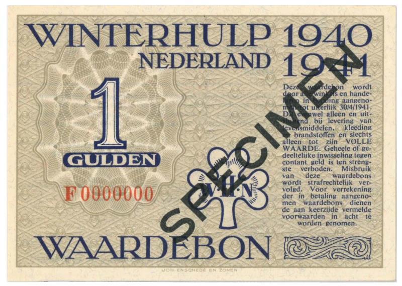 Nederland. 1 gulden. Waardebon. Type 1940-1941. - UNC.