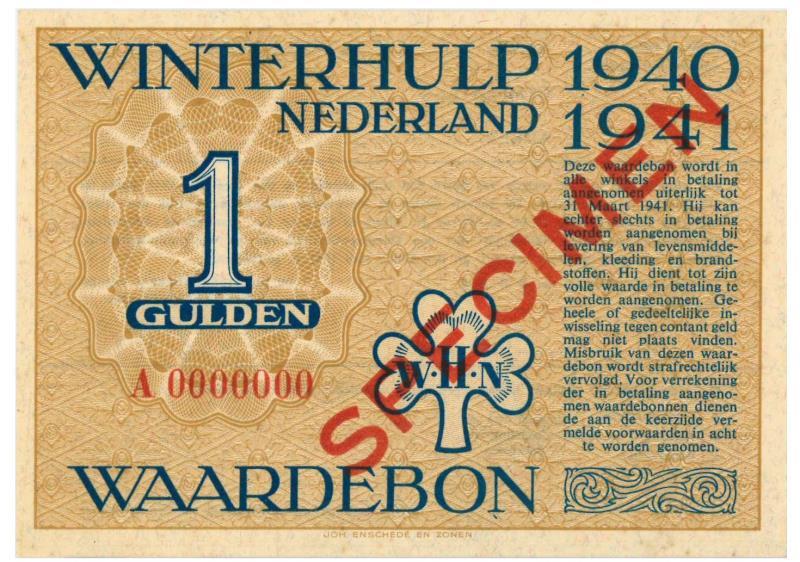 Nederland. 1 gulden. Waardebon. Type 1940-1941. - UNC.