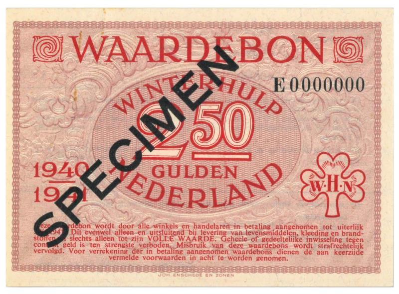 Nederland. 2 ½ gulden. Waardebon. Type 1940-1941. - UNC.